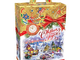 Коробка сборная [14,5*07*19] "Рождество" золото