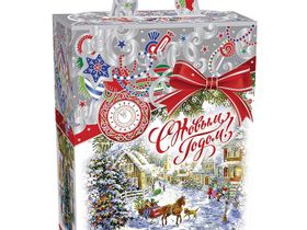 Коробка сборная [14,5*07*19] "Рождество" серебро