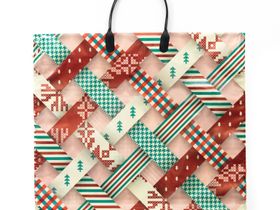 Пакет полиэтилен [36,5*34] "Новогодний орнамент" 90мкм с пластиковой ручкой