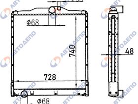 Радиатор охлаждения двигателя. MITSUBISHI SUPER GREAT / FUSO FS50K / FV50K / FT50K / FP515, FU517, FP50K, FT517, FU577UX, FU54J, FP215D, FS54JVZ, FT50JWY, FU512FE, FV500UZ, FV510MJX, FP MI-0168-48-K