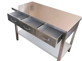 Стол производственный СПРп - 1200*600*860 "Profi Inox" (полка сплошная)