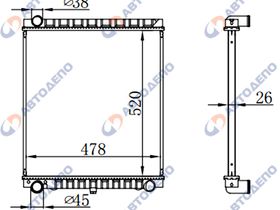 Радиатор охлаждения двигателя. ISUZU, NISSAN, MAZDA ELF, ATLAS, TITAN NKR71, NPR72, WG# IS-0014-26-K