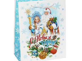 Пакет бумажный [18*22,5*10]  "Дед Мороз и снегурочка"