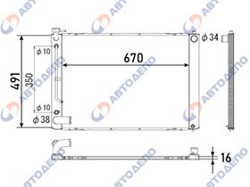 Радиатор охлаждения двигателя. TOYOTA, LEXUS HARRIER, RX MCU35 TO-0345-16-AT