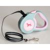 Рулетка для собак с прорезиненной ручкой трос = 3м до 15кг серо-розовая Пижон