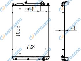 Радиатор охлаждения двигателя. MITSUBISHI SUPER GREAT FP50J, FU54J MI-0297-48-K