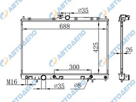 Радиатор охлаждения двигателя. MITSUBISHI LANCER, LANCER CEDIA CS2A, CS5W, CS5A, CS5AR MI-0017-26-K-AT