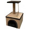 Когтеточка Дом средний с полкой = 28*28см мех+ковролин 380*380*640мм Зооник