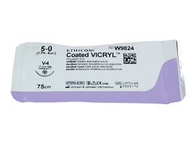Викрил (Vicryl) неокрашенный М1 (5/0), длина 75 см, игла таперкат V-4, США (Ethicon, LLC) W9824