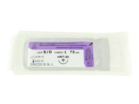 Моносорб фиолетовый, МР(1), USP(5/0), длина 75 см, игла колюще-режущая HRТ-20, 1/2 окружности, Россия (ООО "Линтекс") 12010С200750