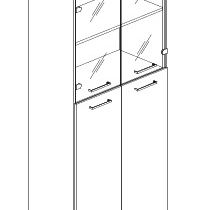 Шкаф высокий широкий (2 низкие двери ЛДСП, 2 низкие двери стекло)