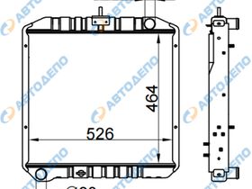 Радиатор охлаждения двигателя. TOYOTA DYNA, TOYOACE BU89, BU84, BU65, BU61, BU81, BU63, BU60, BU70, BU80, BU82 TO-0437-48-K