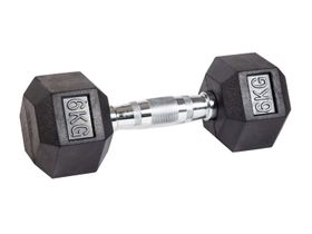 Гантель гексагональная обрезиненная JAGUAR-SPORT, 6 кг