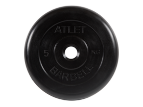 Диск обрезиненный "Атлет" МВ Barbell 5 кг, чёрный, 31 мм