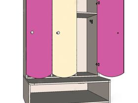 Шкаф для раздевалок детский со скамьей JAGUAR-SPORT (3 секции)