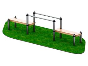 Низкие брусья с двумя скамьями Jaguar-Sport INVAR102