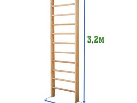 Стенка шведская, гимнастическая (массив 135 мм) 3,2х0,8 м JAGUAR-SPORT SG в разобранном виде