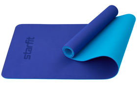 Коврик для йоги и фитнеса с сумкой FM-201, TPE, 183x61x0,6 см, синий/темно-синий