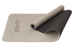 Коврик для йоги и фитнеса FM-201, TPE, 183x61x0,4 см, черный/серый