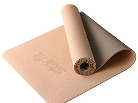 Коврик для йоги и фитнеса FM-201, TPE, 183x61x0,4 см, персиковый/серый