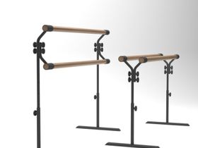 Хореографический станок мобильный 2-рядный с переставным держателем поручня Евро-1500 (1.5м) в сборе СЕРЫЙ МЕТАЛЛИК