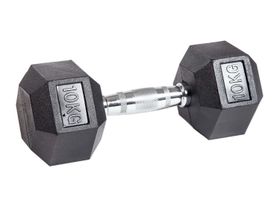 Гантель гексагональная обрезиненная JAGUAR-SPORT, 10 кг