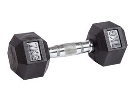 Гантель гексагональная обрезиненная JAGUAR-SPORT, 7 кг