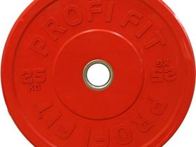 Бамперный диск для штанги каучуковый, красный, JAGUAR-SPORT D-51, 25 кг