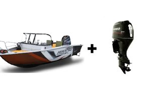 Комплект Алюминиевая лодка (катер) Mikatsu (Микатсу) 570 (Z43) Premium + мотор Hidea HDEF 115 FEL-T EFI
