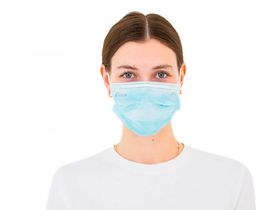 Маска трехслойная на резинках нестерильная (бирюзовая), 100 шт/упаковка, Россия (Гекса-нетканые материалы)