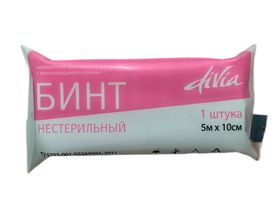 Бинт медицинский 5*10 "Divia" (Wiseman) из нетканого материала с неосыпающимися краями нестерильный, плотность 30 г/м2, индивидуальная упаковка, Россия (ООО "Ньюфарм") 977819