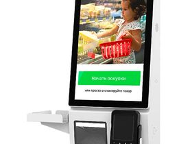 Касса самообслуживания АТОЛ КСО 3210, бел. (21,5", N100, SSD, 8/128GB), без Wi-Fi, с ОС, Frontol, Mindeo, Ind., 2хРозетка, Кр. ФР., MSR