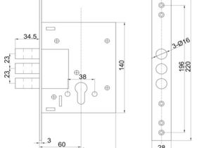 Корпус цилиндр.замка DL 9257С /60  мм (KALE 257 корпус) 1/10