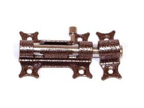 Засов накладной ОРИГИНАЛЬНЫЙ с круг ригелем /А.медь/Делга 1/40