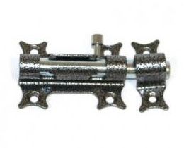 Засов накладной ОРИГИНАЛЬНЫЙ с круг ригелем /А.сереб/Делга 1/40