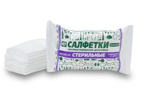 Салфетка двухслойная 16*14 см №10 стерильная марлевая медицинская, плотность 28 г/м2, 10 штук/упаковка, Россия (ООО "Ньюфарм") 16141