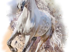 Фотообои H-034 Белый конь живопись 200х270