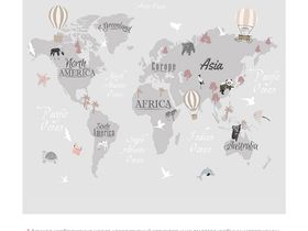 Фотообои Z-106 Серая карта мира (Eng) 300х270
