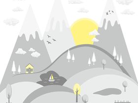 Фотообои Z-051 Домик у подножия гор 300х270