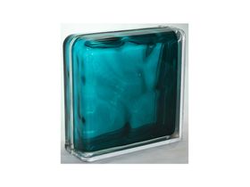 Стеклоблок Завершающий окрашенный внутри волна морская волна