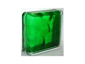 Стеклоблок Завершающий окрашенный внутри волна изумрудный