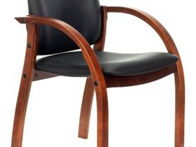 Стул Бюрократ ДЖУНО черный эко.кожа на ножках дерево