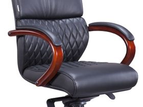 Премиум кресло Everprof President Wood Кожаный Черный
