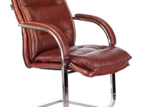 Кресло Бюрократ T-9927SL-LOW-V св.-коричн. (слон. кость, чёрный) Leather Eichel кожа низк.спин. полозья металл хром