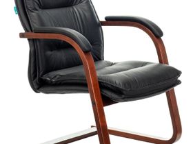 Кресло Бюрократ T-9927 WALNUT-AV черный (слон. кость) кожа полозья дерево коричневый