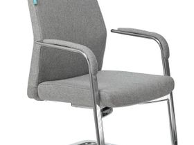 Кресло Бюрократ _JONS-LOW-V серый низк. спин. полозья металл хром