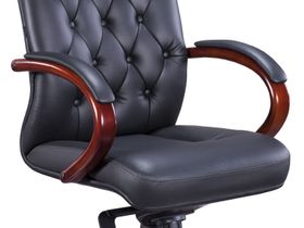 Премиум кресло Everprof Monaco Wood Кожаный Черный