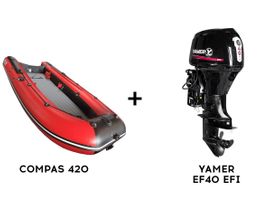 Лодка ПВХ COMPAS 420 + 4х-тактный лодочный мотор YAMER EF40 EFI