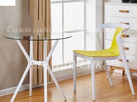 Стол круглый стеклянный для террасы и сада (белый)