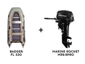Лодка ПВХ BADGER FL 330 + 2х-тактный лодочный мотор MARINE ROCKET MR9.9PRO